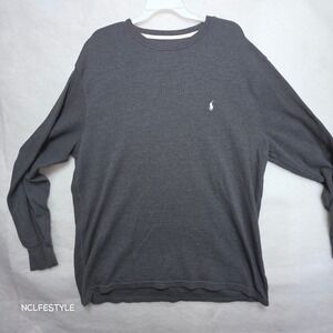 Polo Ralph Lauren Mens 2XL Waffle Knit Thermal Sleepwear Shirts Navy Grey 2 Pack